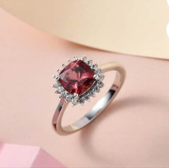 Genuine Rose Apatite 💍 Platinum over Sterling Silver Sz 6! - Picture 5 of 7